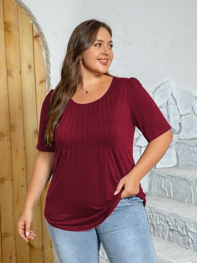 CARRROTMOB Plus Size Women's Summer Tops Puff Sleeve Design