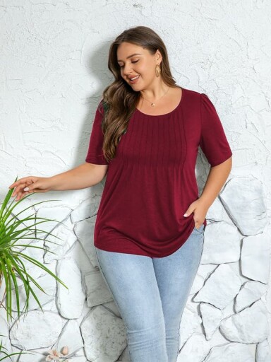 CARRROTMOB Plus Size Women's Summer Tops Loose Fit Design