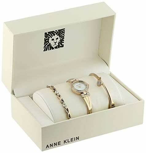 Anne Klein Women's Premium Crystal Accented Bangle Watch Set