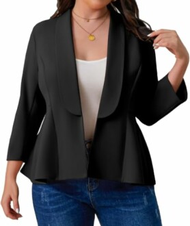 Women's Plus Size Open Front Blazer