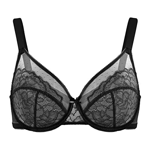 Black lace bra with sheer design