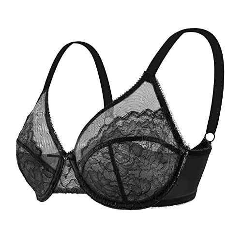 Black lace bra with sheer design