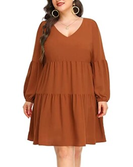 Pinup Fashion Plus Size Long Sleeve Fall Dress