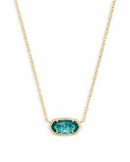 Gold chain necklace with teal pendant