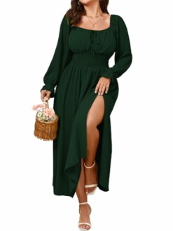 Women's Plus Size Long Sleeve Smocked Dress