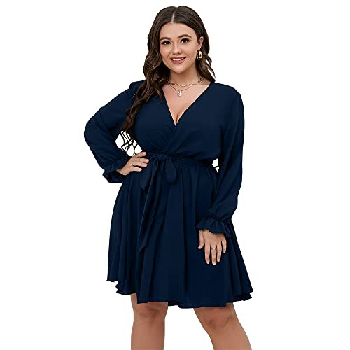 SCOMCHIC Plus Size Wrap Dress